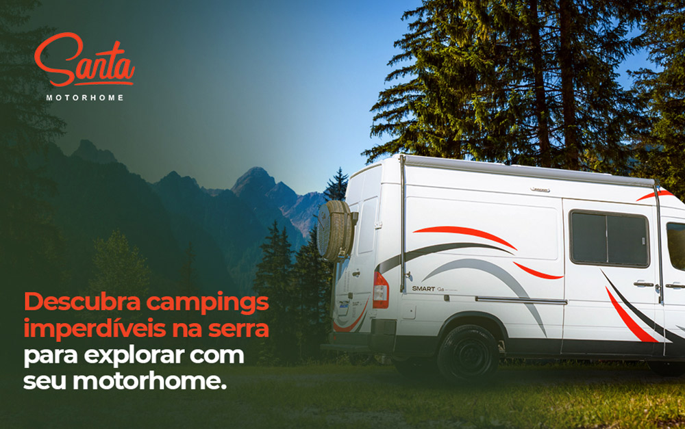 A imagem representa uma viagem com motorhome da Santa Motorhome para campings incríveis.